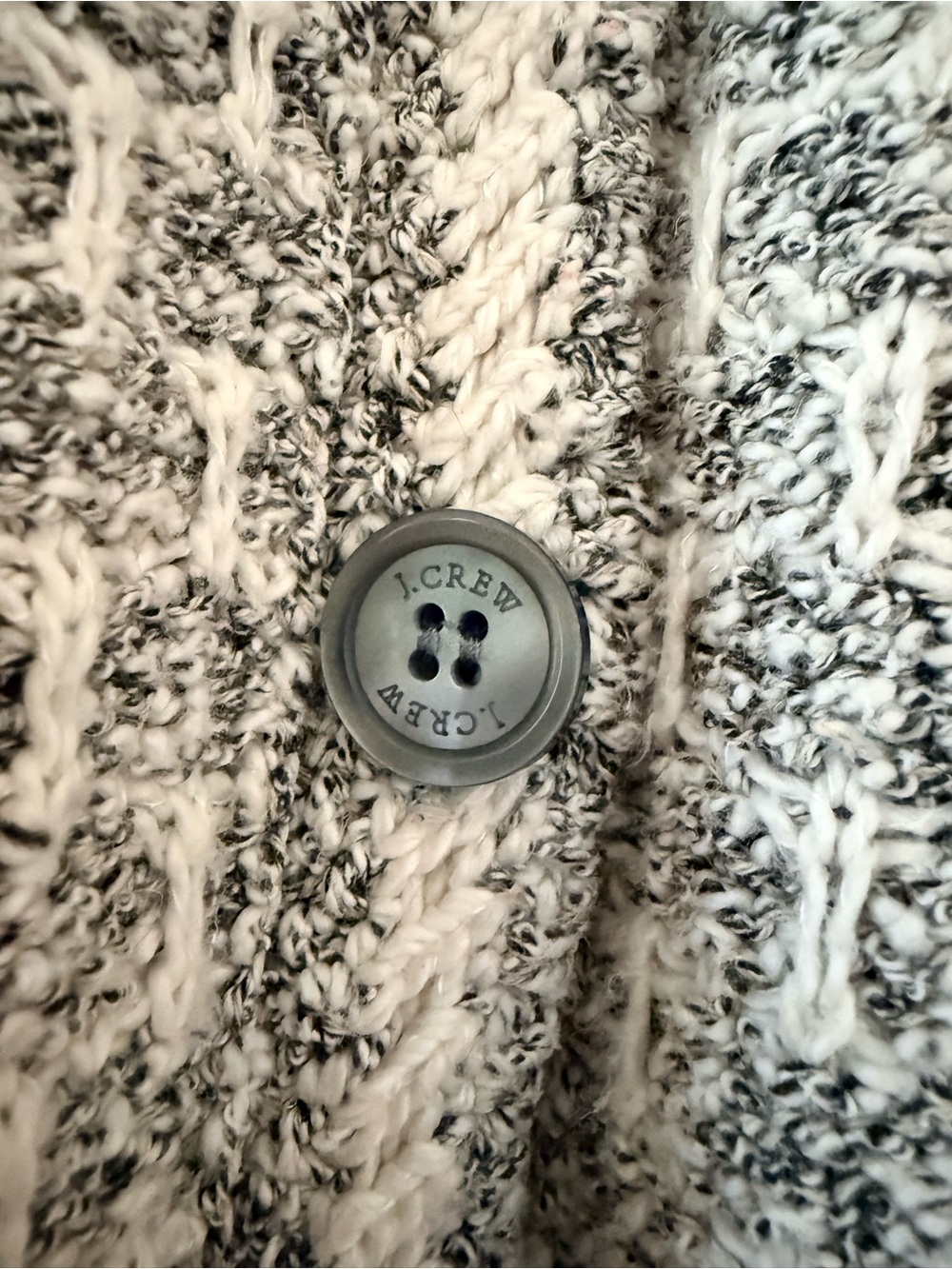 J. Crew Cream and Gray Textured Knit Button Cardigan - Picture 2 of 4